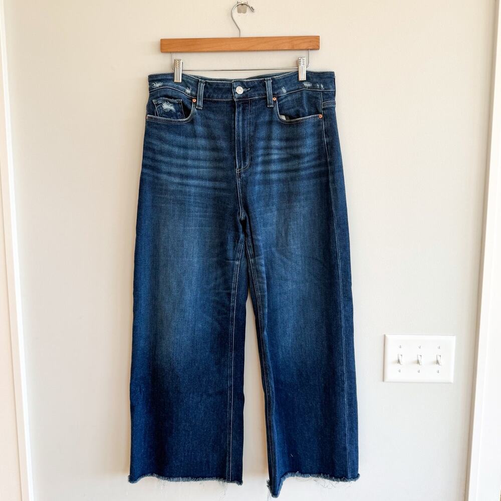 Paige Anessa Ultra High Waisted Wide Leg Ankle Jeans Medium Wash Blue 32 - Picture 2 of 9